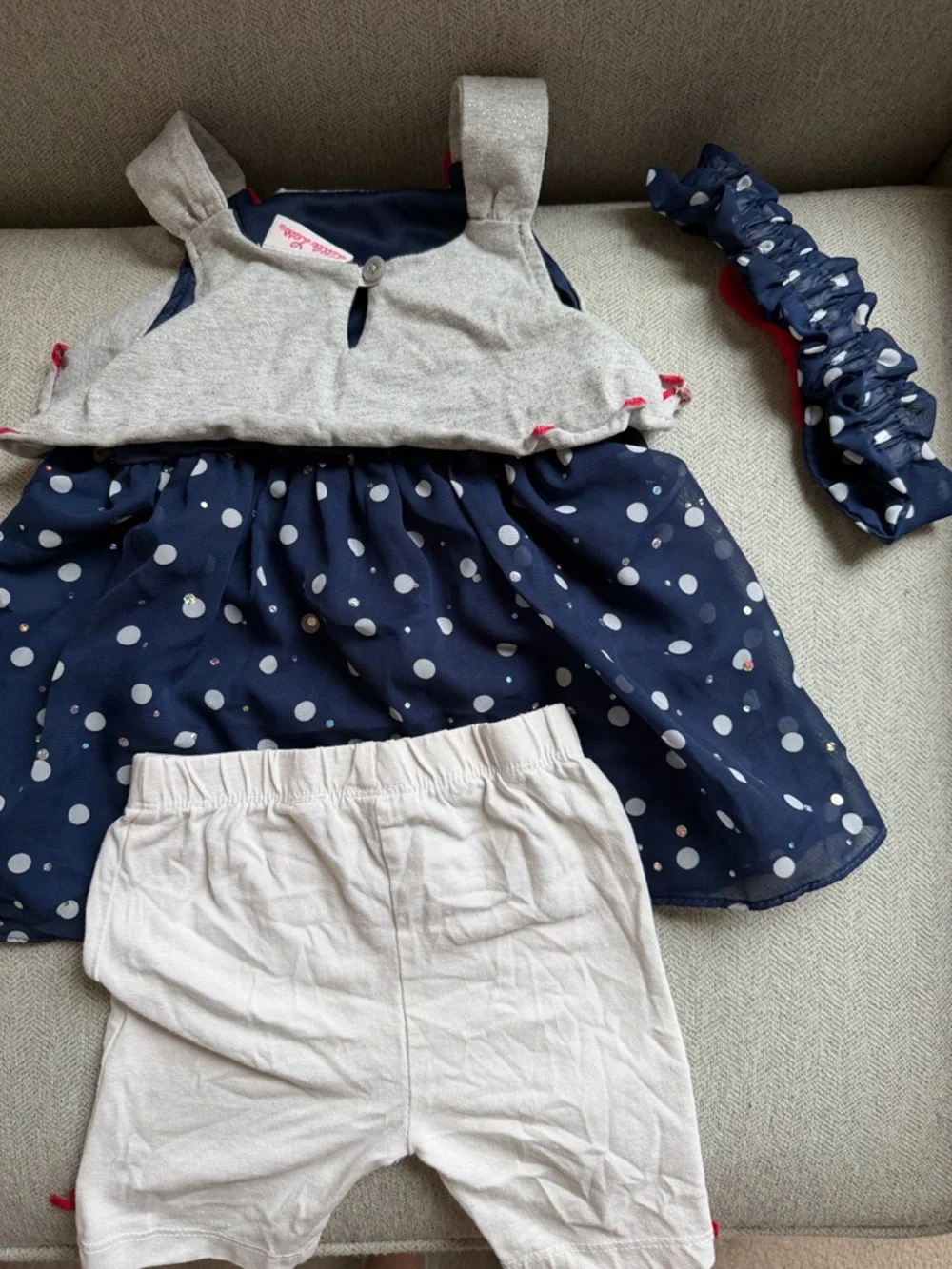 3t Little Lass Navy Polka Dot Americana 3 pc Set Outfit ♥️ ⭐️ 🇺🇸 - Picture 3 of 3